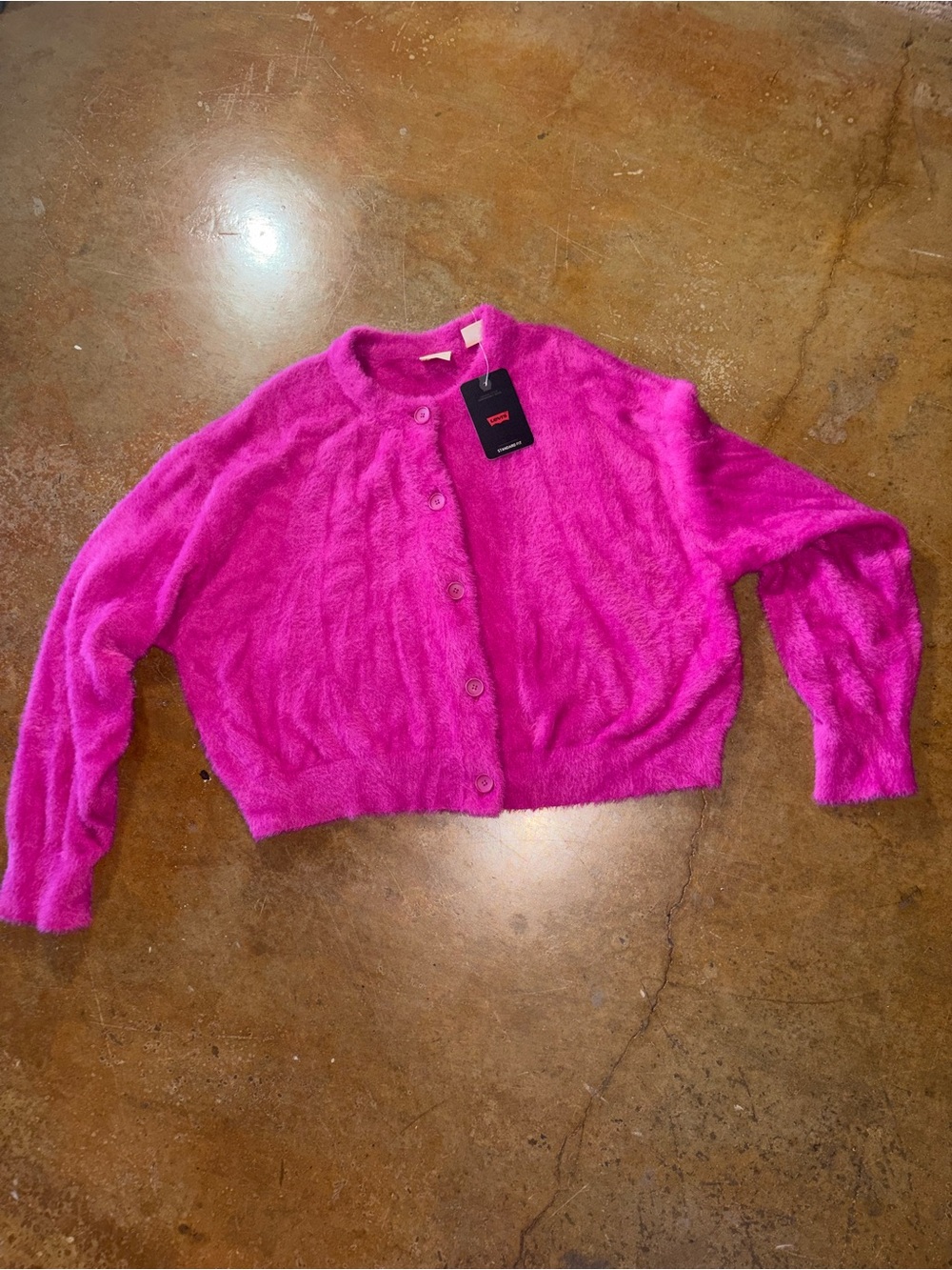 Levi's Bright Fuchsia Fuzzy Button Cardigan